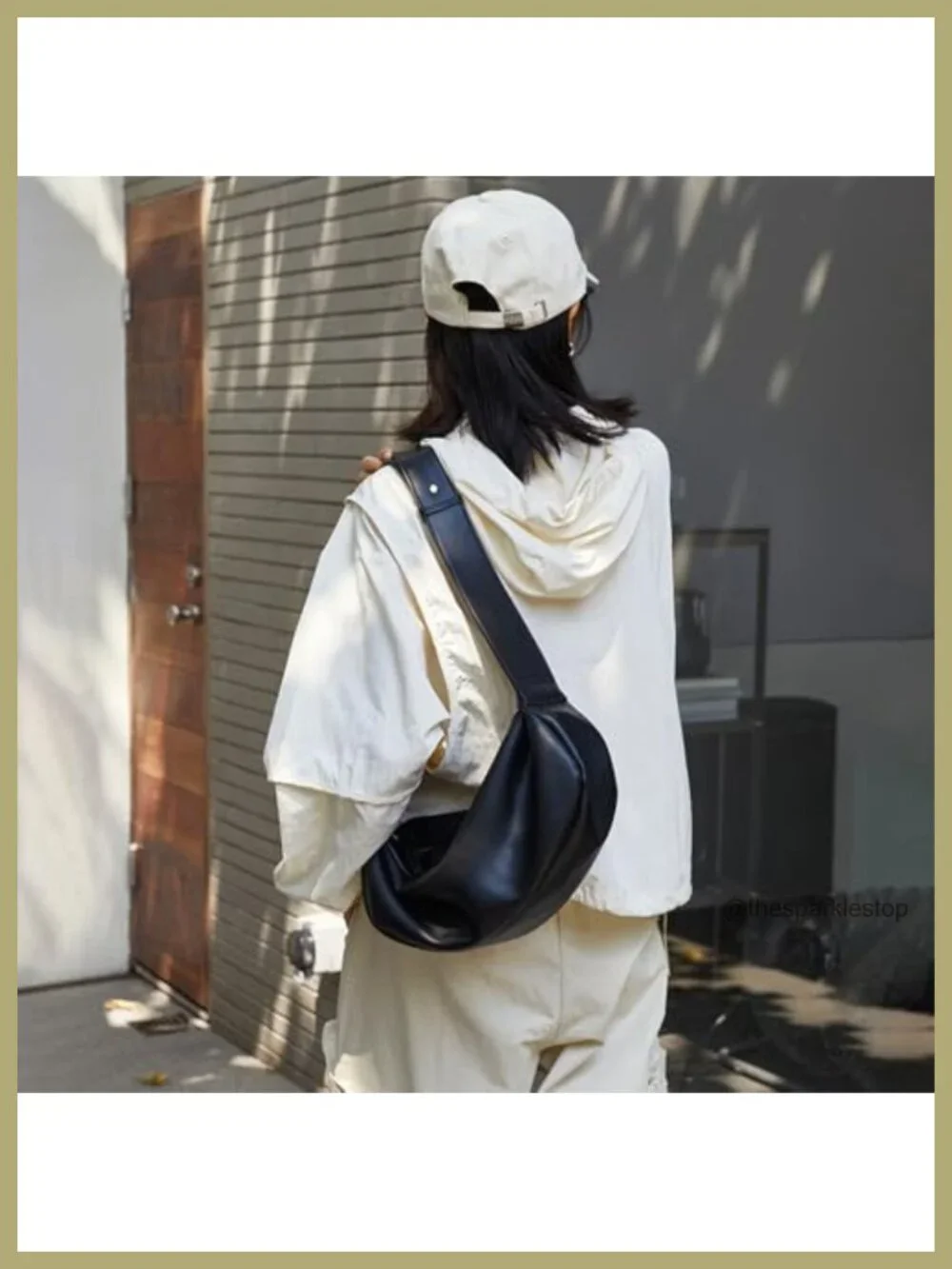 Slouchy Crescent Crossbody Bag Faux Leather Shoulder Purse